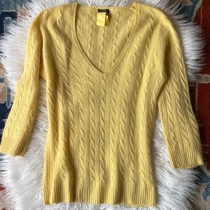 J. Crew Yellow V-Neck Cashmere Sweater